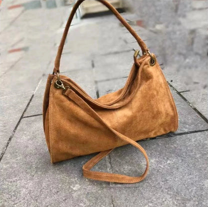 Riccio Suede Leather Shoulder Bag by Clemés (7 Colours)