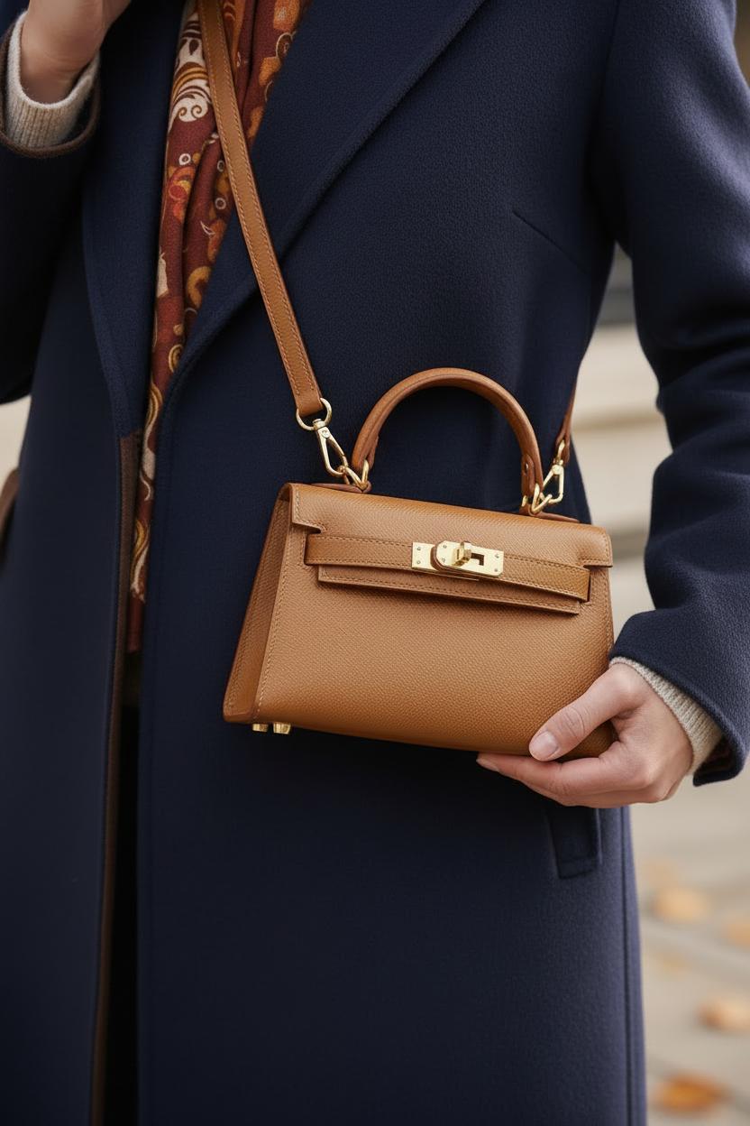 The Mini Kelly-Inspired Epsom Leather Handbag by Clemés