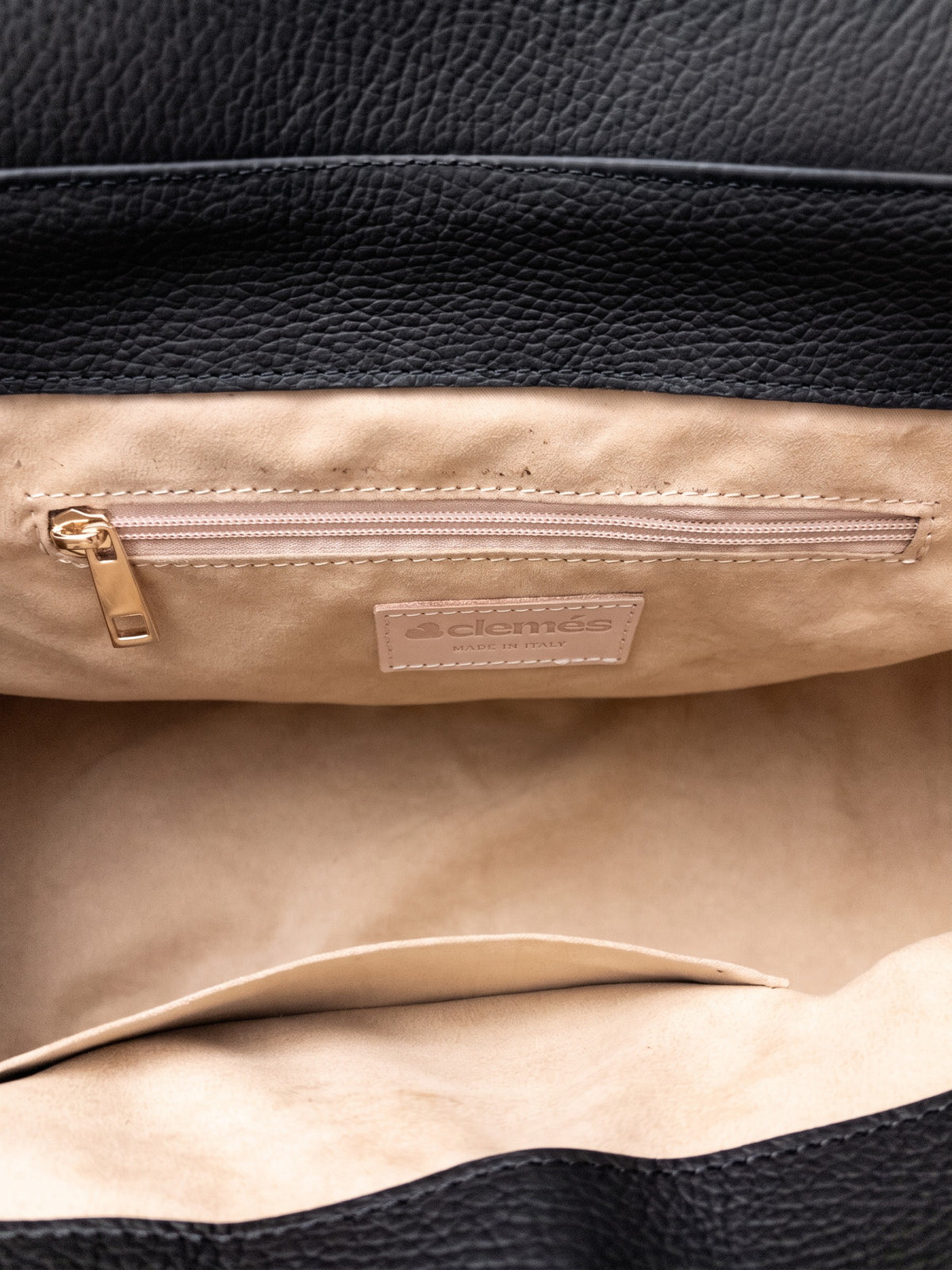 Letizia Black Calfskin Bag by Clemés – interior view