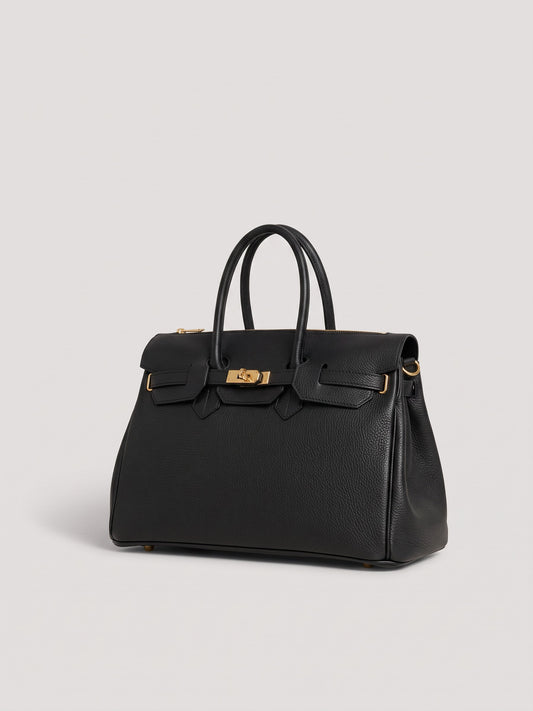 Letizia Black Calfskin Bag by Clemés – front three-quarter view