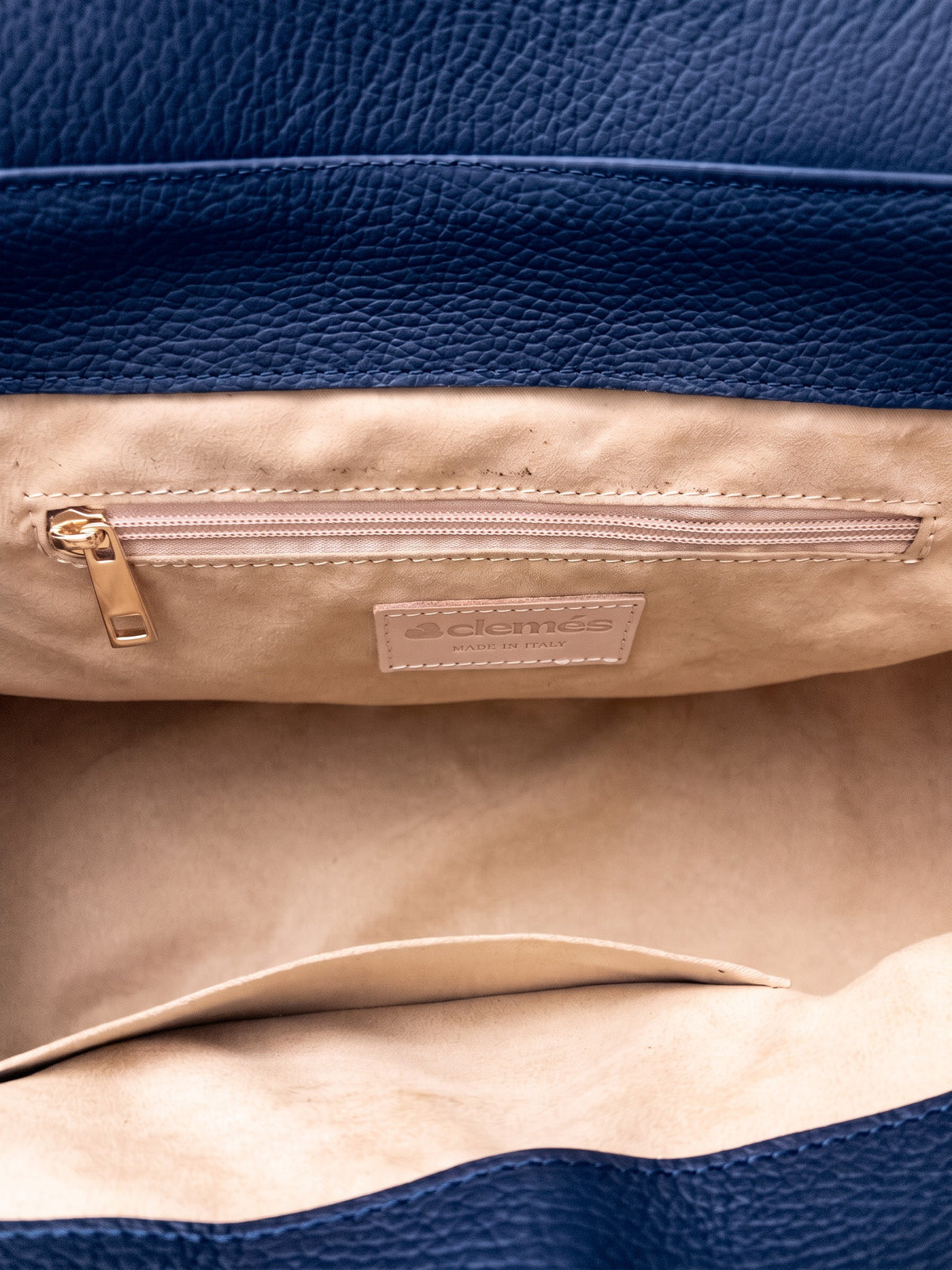 Letizia Navy Calfskin Bag by Clemés – interior view