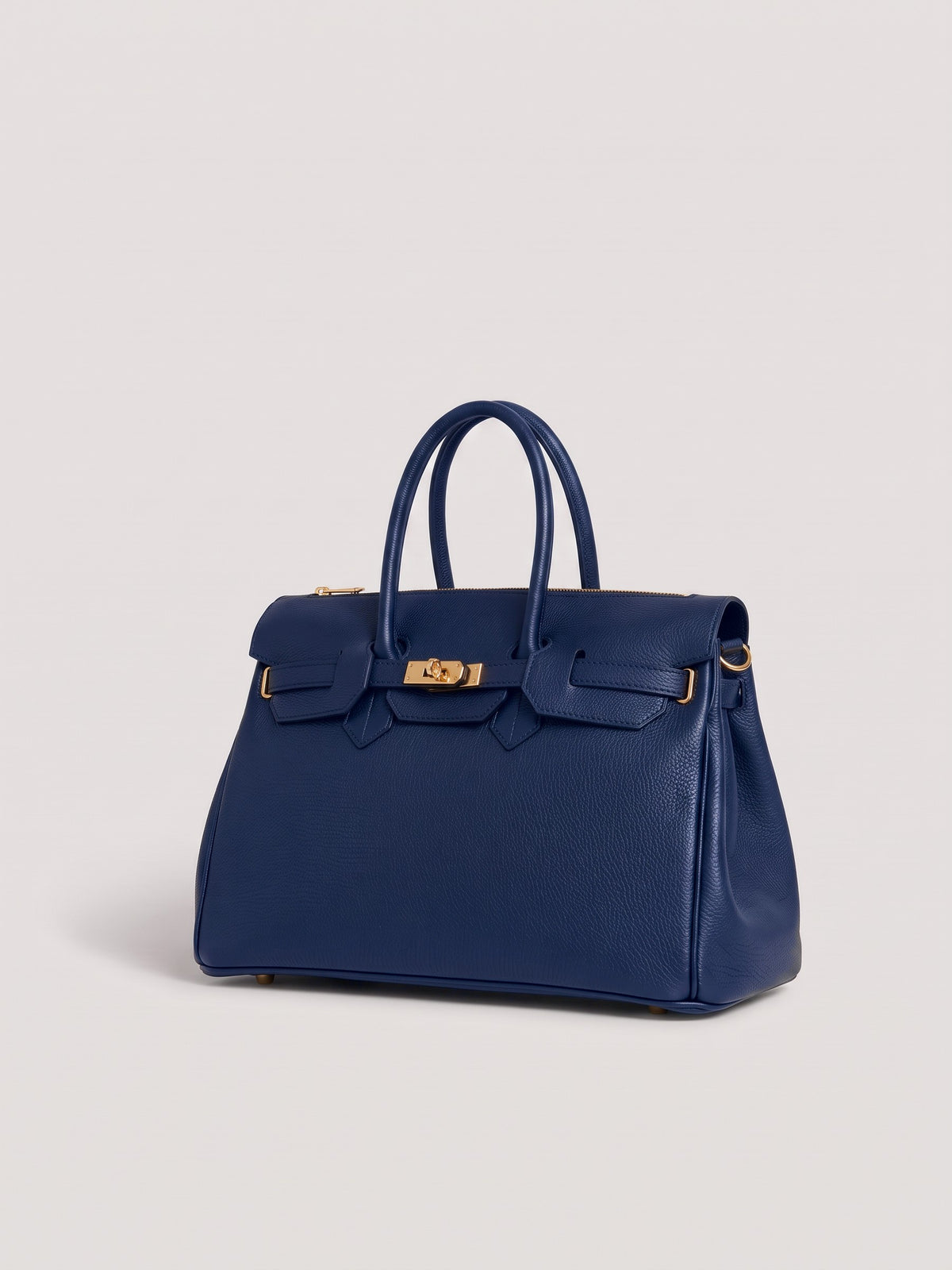 Letizia Navy Calfskin Bag by Clemés – front three-quarter view