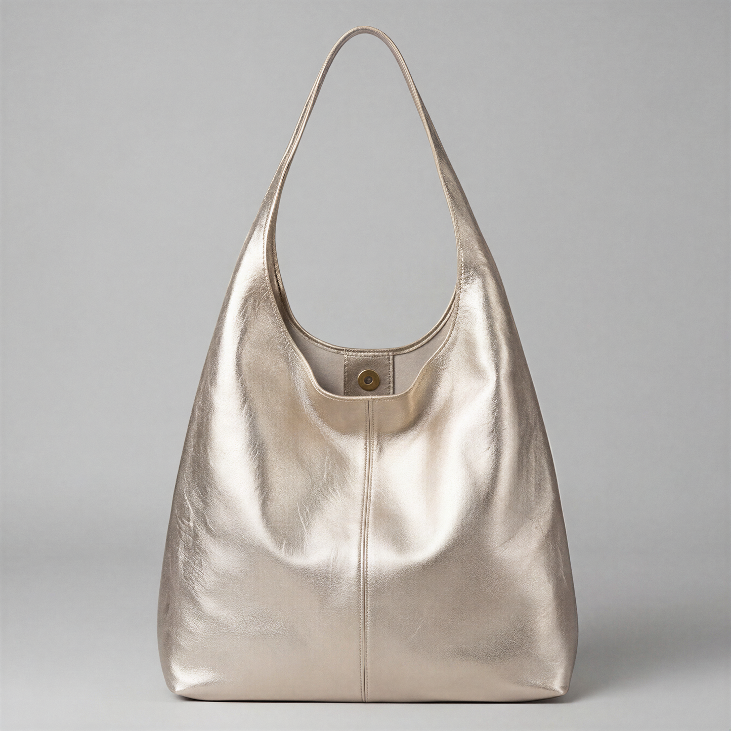 Silvia Metallic Suede Slouch Bag by Clemés, Champagne