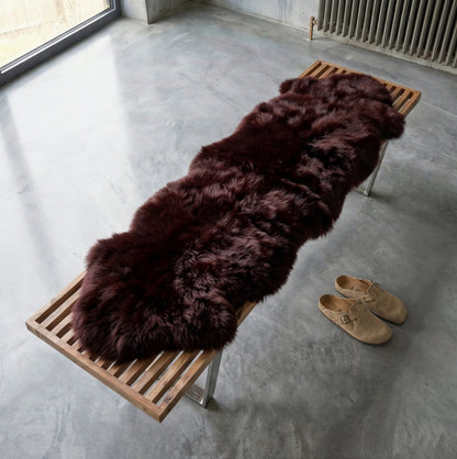 Double New Zealand Sheepskin Rug & Throw, 2-Pelt, Medium, L180 x W65 cm, Aubergine