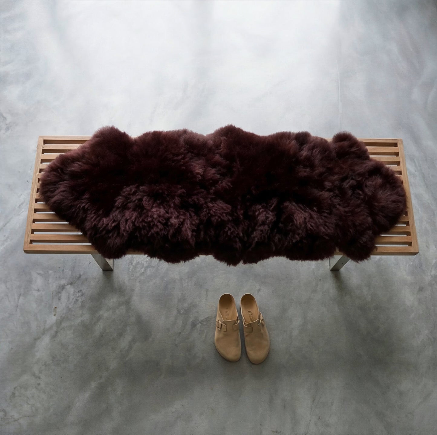 Double New Zealand Sheepskin Rug & Throw, 2-Pelt, Medium, L180 x W65 cm, Aubergine