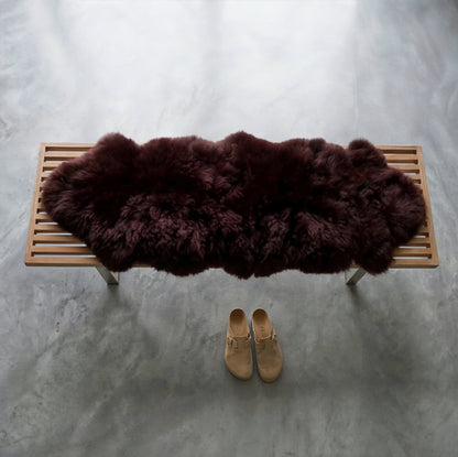 Double New Zealand Sheepskin Rug & Throw, 2-Pelt, Medium, L180 x W65 cm, Aubergine