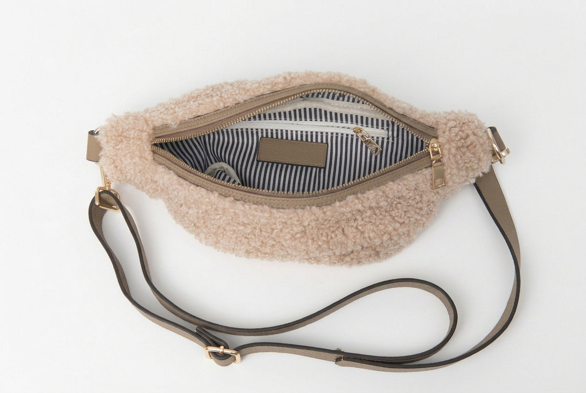 Nevina Faux Shearling & Leather Bum Bag by Clemés