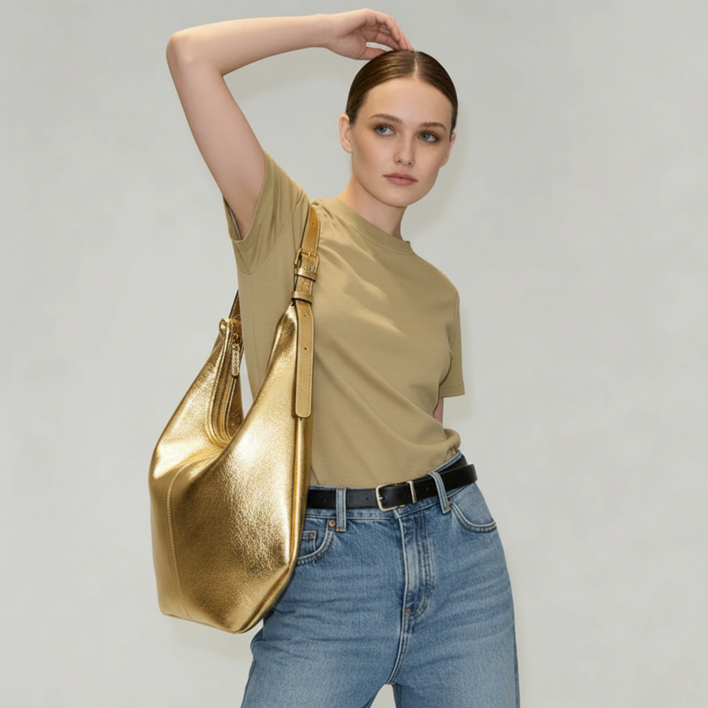 Ludovica Leather Hobo Shoulder Bag by Clemés