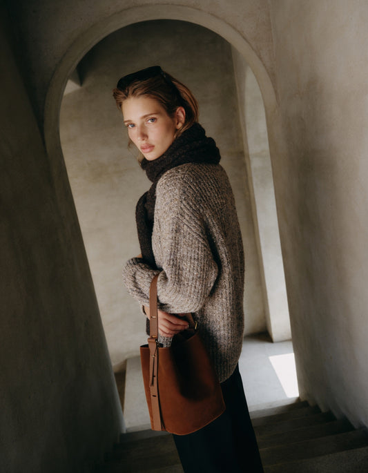 Serena Suede & Leather Bucket Shoulder Bag by Clemés