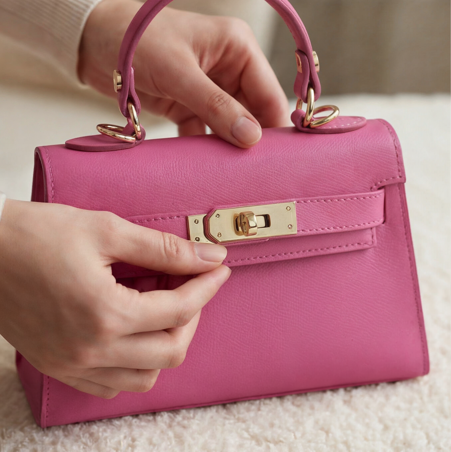 The Mini Kelly-Inspired Epsom Leather Handbag by Clemés