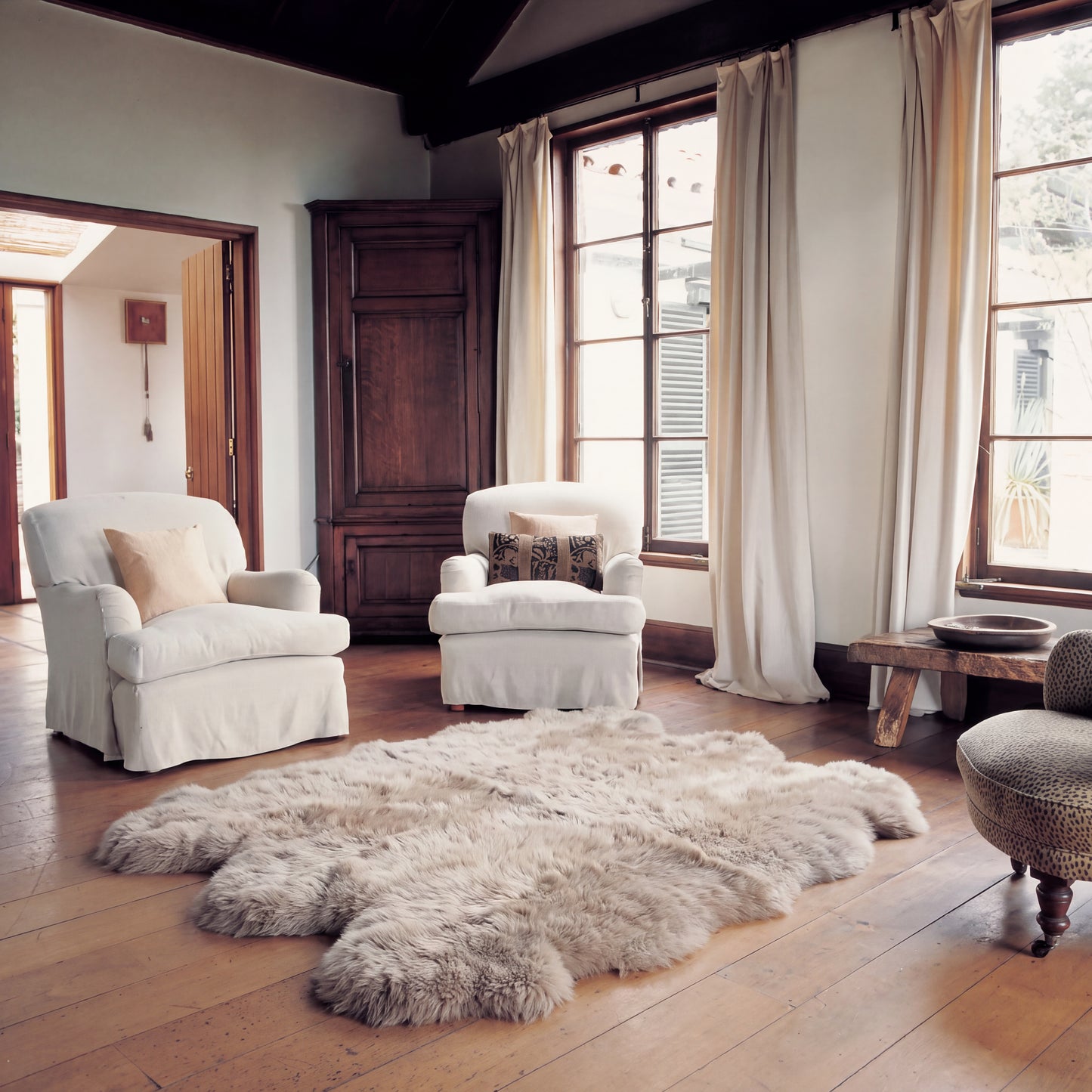 Sexto New Zealand Sheepskin Rug & Throw, 6-Pelt, X-Large, L180 x W150 cm, Oyster (Cloud Dancer)