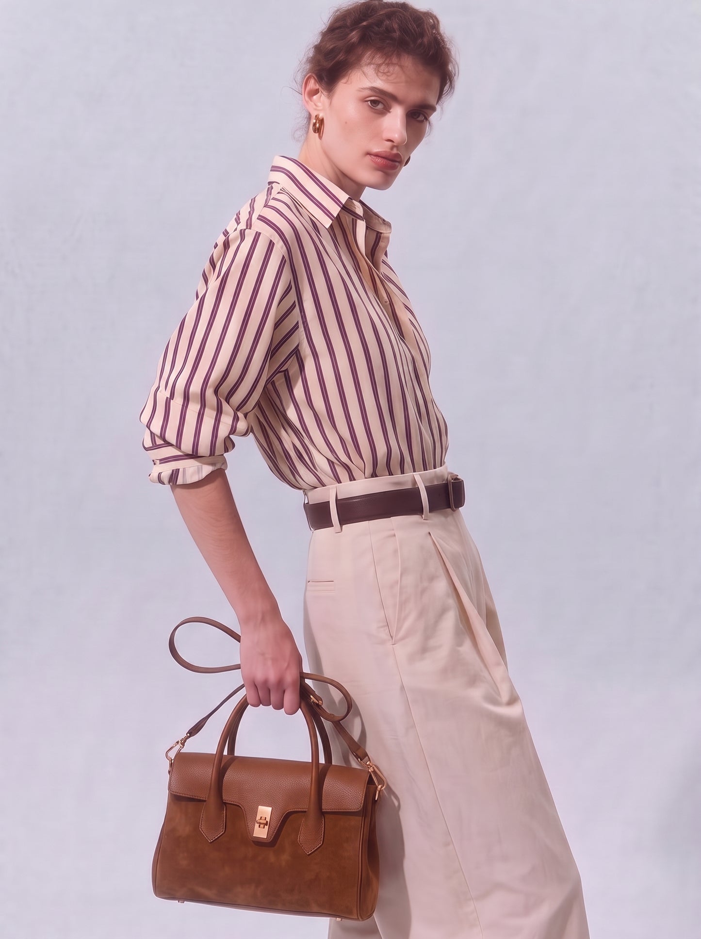 Nina Suede & Leather Satchel Bag by Clemés