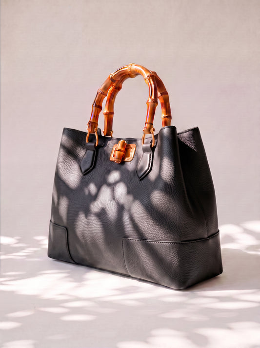 Ginevra Bamboo-Handle Leather Bag by Clemés