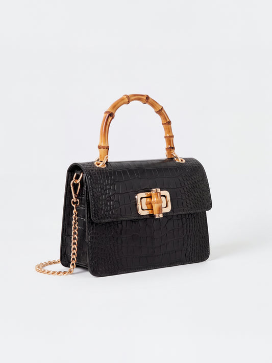 Clotilde Bamboo Croc Handbag by Clemés