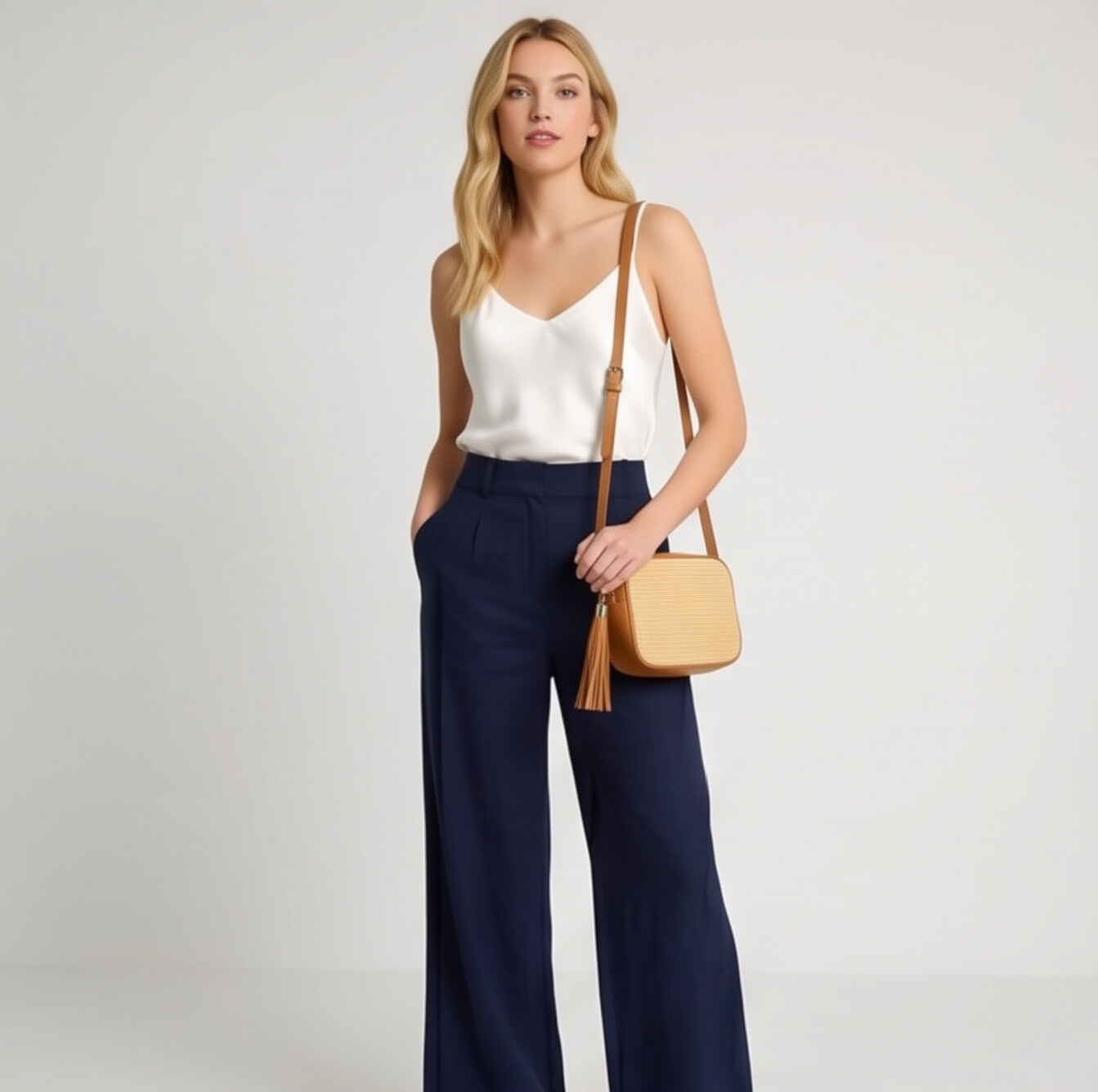 Éloise Raffia & Leather Tassel Camera Crossbody Bag by Clemés