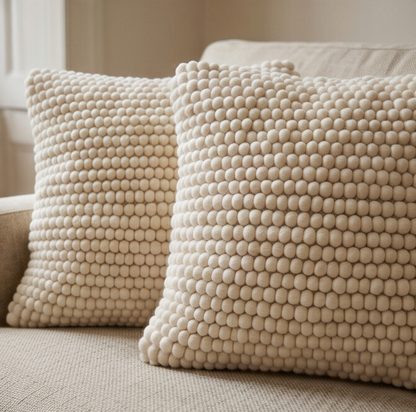 Pair of Natural Wool Cushions 50 x 50 cm