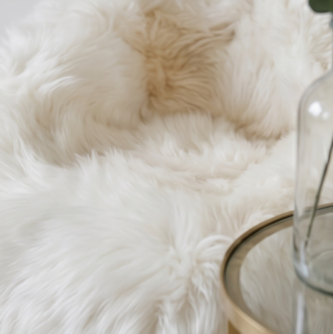 Premium Natural Long-Wool Sheepskin Bean Bag, L85 x W85 x H70 cm, Ivory