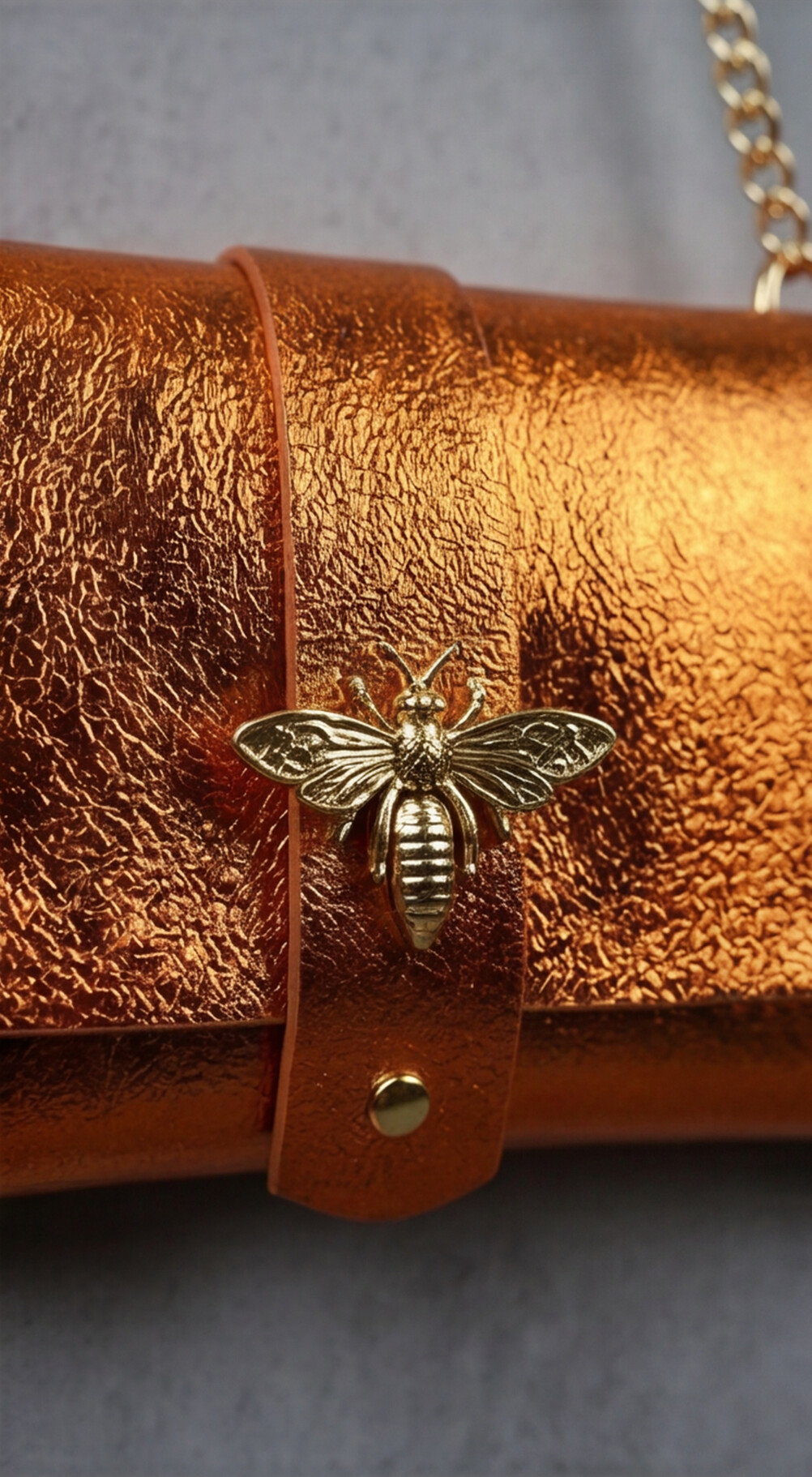 Anima Suede Leather Metallic Clutch Shoulder Bag by Clemés