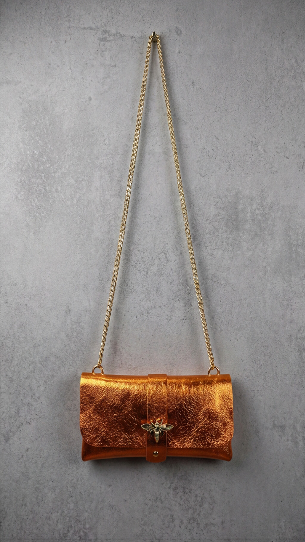Anima Suede Leather Metallic Clutch Shoulder Bag by Clemés