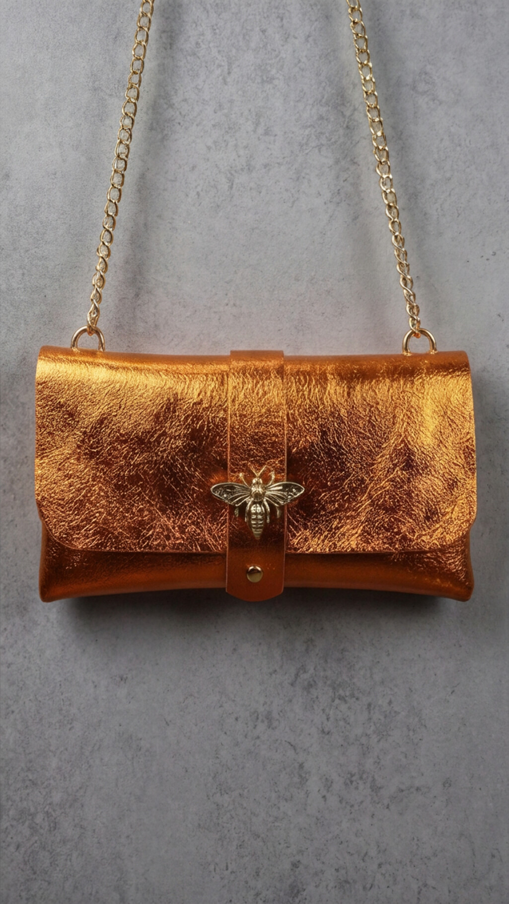 Anima Suede Leather Metallic Clutch Shoulder Bag by Clemés