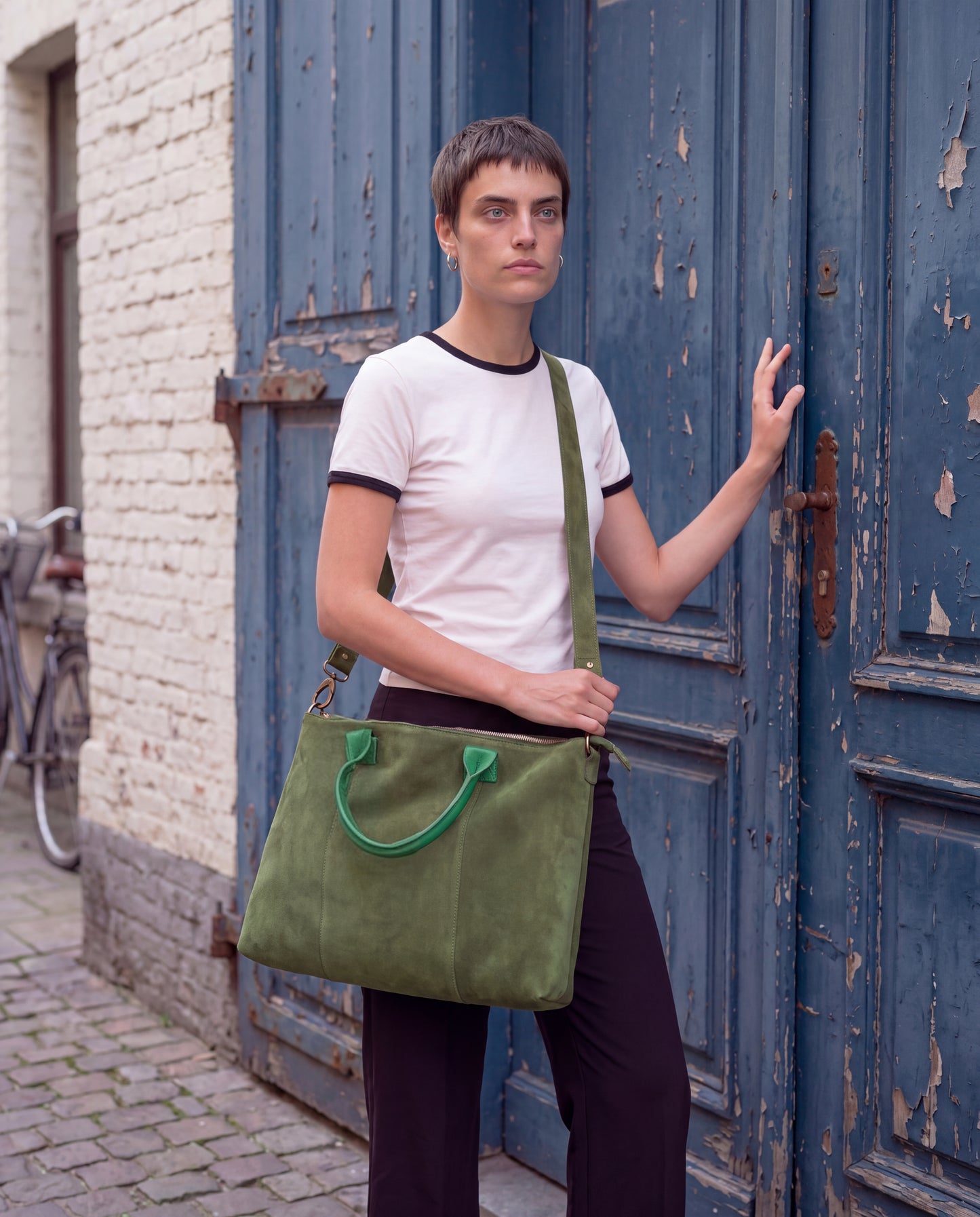 Milano Max Suede Bag, Olive, by Clemés
