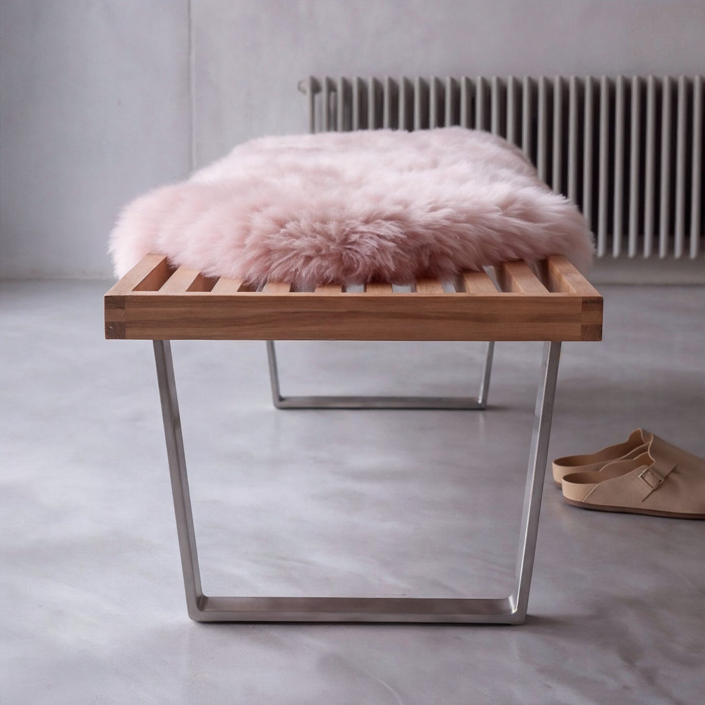 Double New Zealand Sheepskin Rug & Throw, 2-Pelt, Medium, L180 x W65 cm, Light Rose