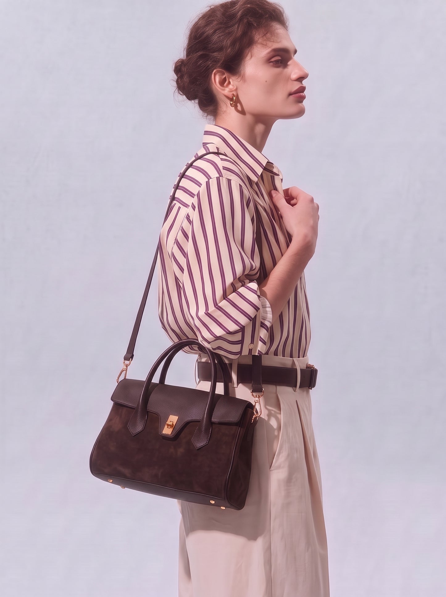 Nina Suede & Leather Satchel Bag by Clemés