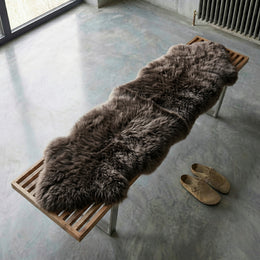 Double New Zealand Sheepskin Rug & Throw, 2-Pelt, Medium, L180 x W65 cm, Taupe