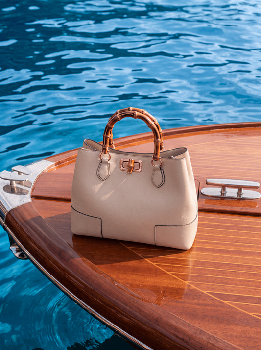 Ginevra Bamboo-Handle Leather Bag by Clemés