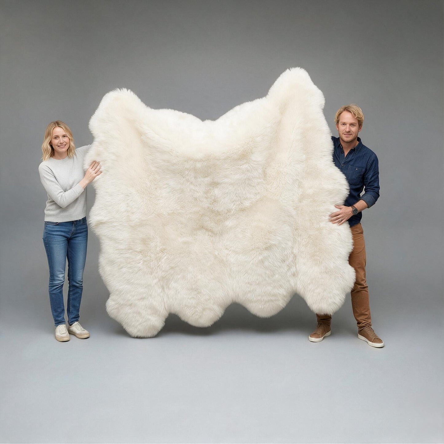 Octo New Zealand Sheepskin Rug & Throw, 8-Pelt, XX-Large, L200 x W180 cm, Ivory