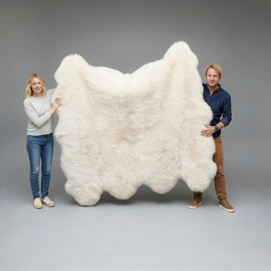 Octo New Zealand Sheepskin Rug & Throw, 8-Pelt, XX-Large, L200 x W180 cm, Ivory
