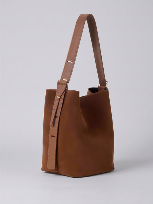 Serena Suede & Leather Bucket Shoulder Bag by Clemés