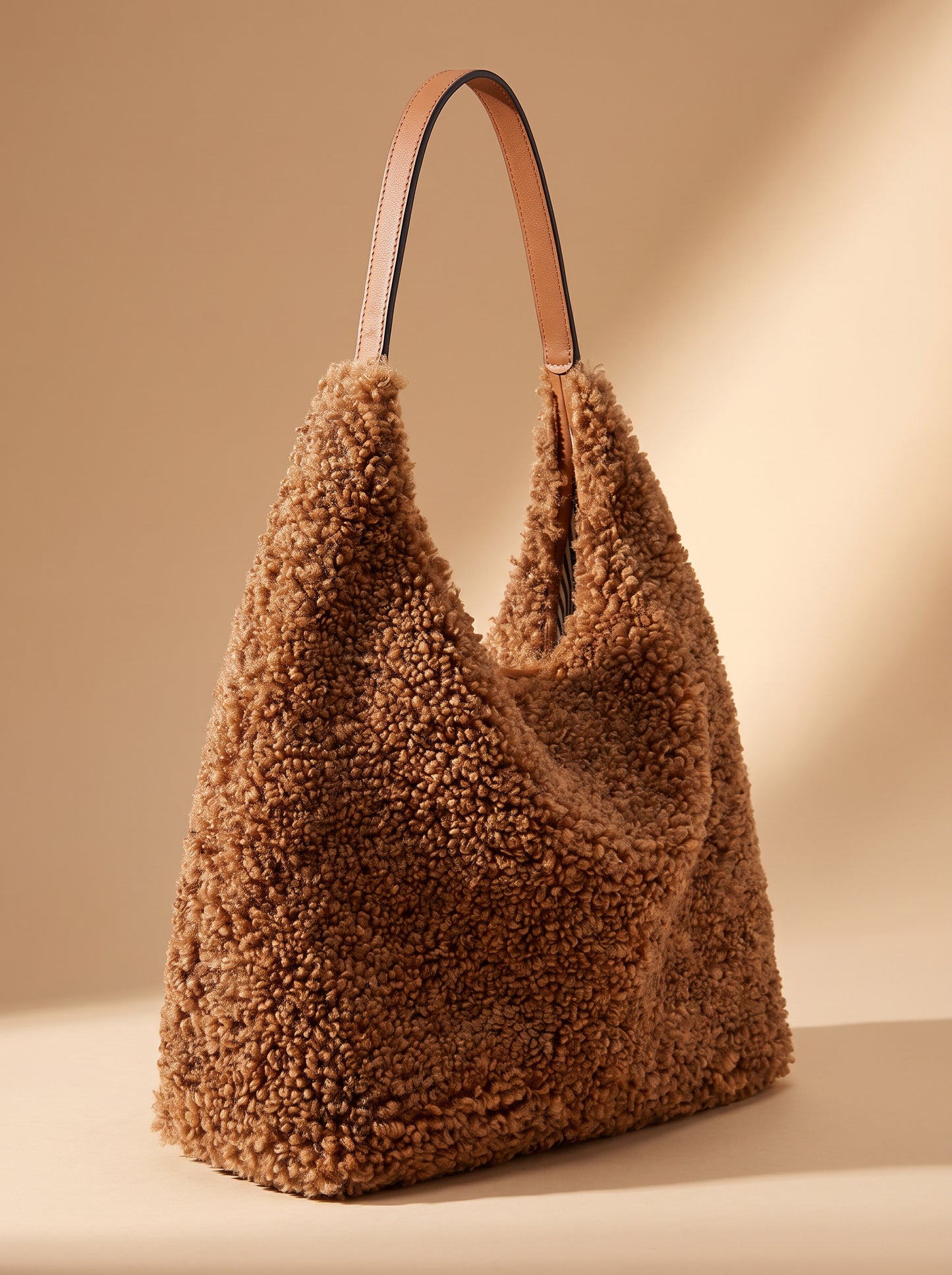 Anaïs Faux Shearling & Leather Hobo Handbag by Clemés