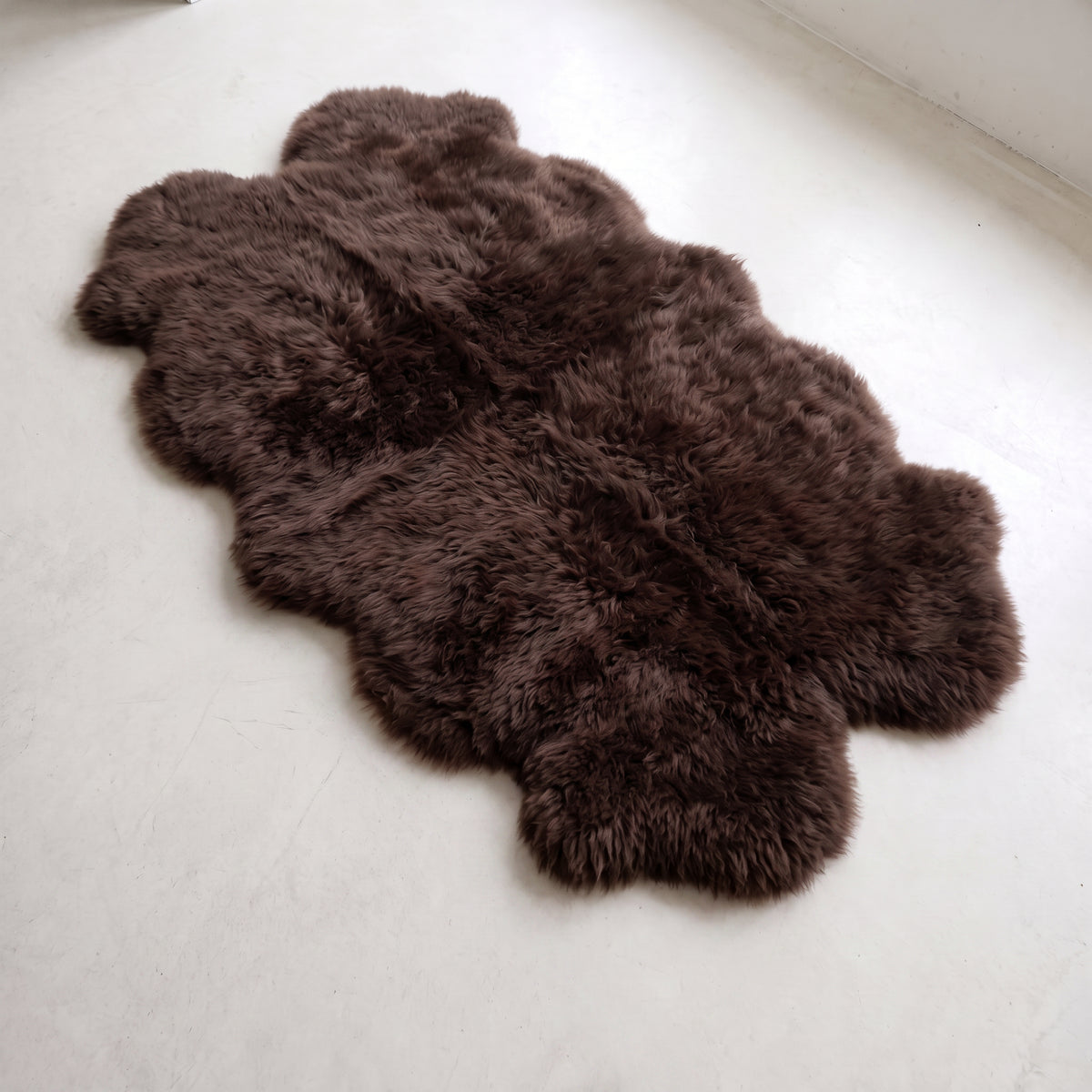 Quad New Zealand Sheepskin Rug & Throw, 4-Pelt, Quad, L180 x W105 cm, Dark Chocolate