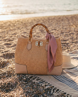 Ginevra Bamboo-Handle Raffia Bag by Clemés
