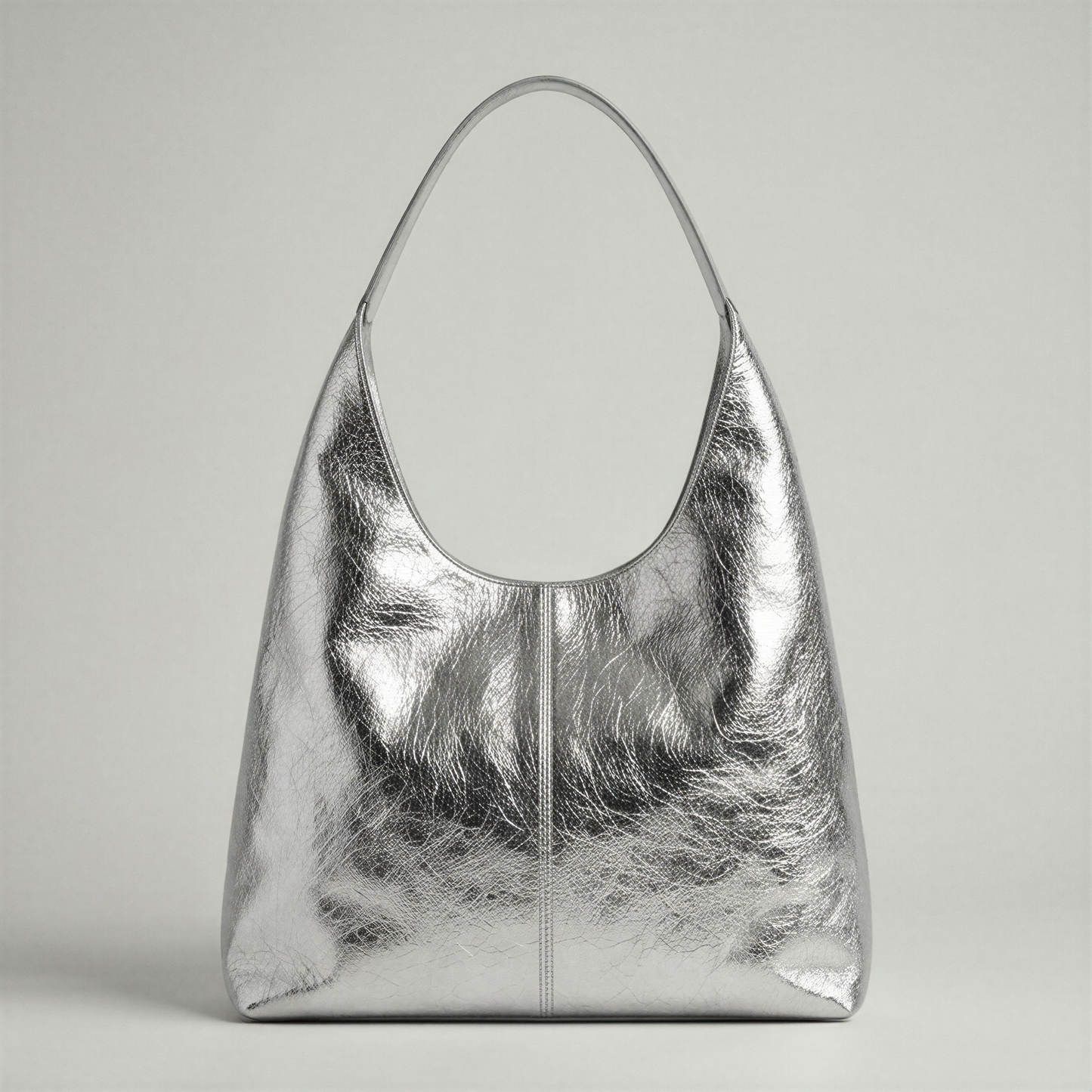 Silvia Metallic Suede Slouch Bag by Clemés, Silver