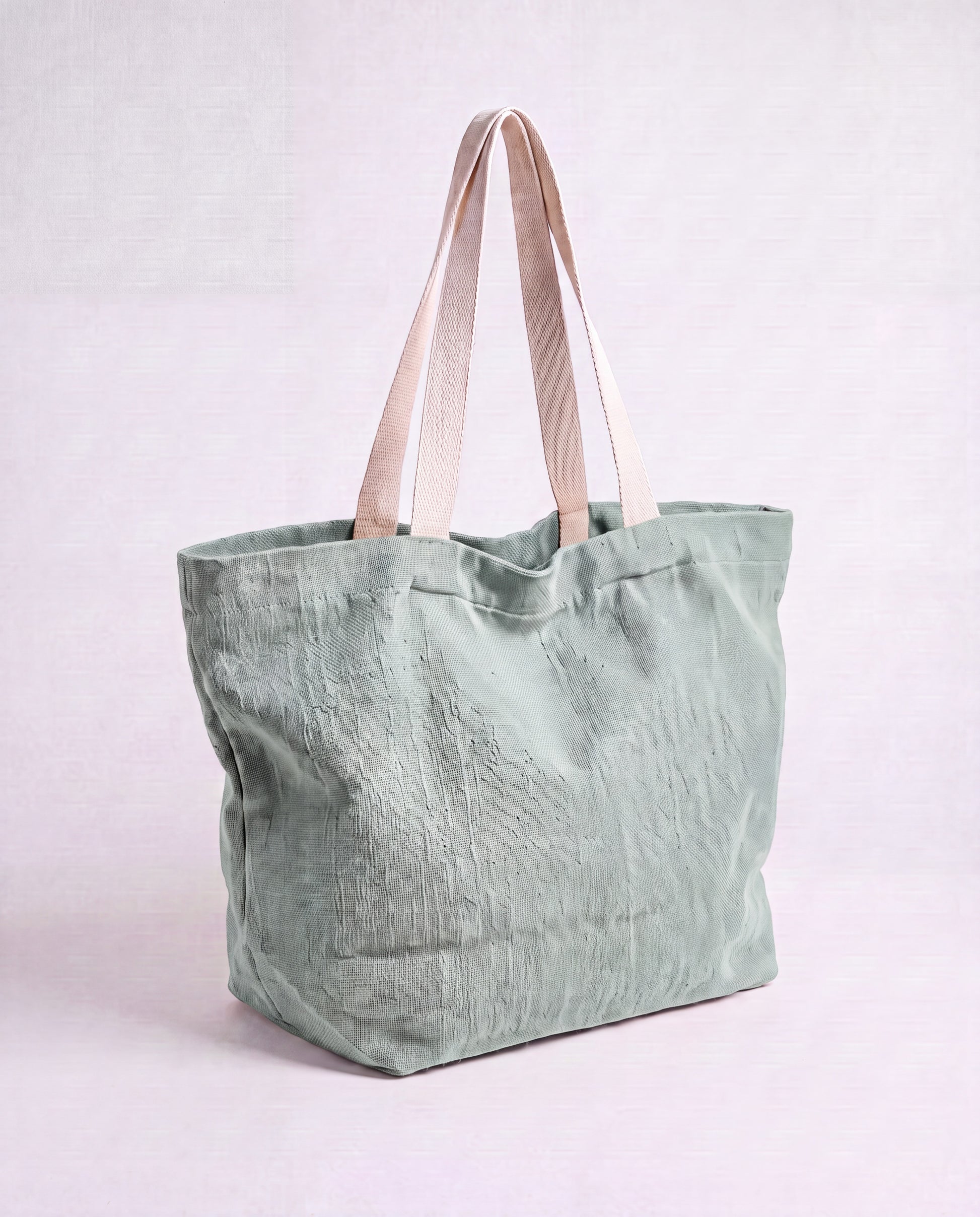Marina Soft Washed Jute Beach Bag by Clemés - Duck Egg Blue studio main