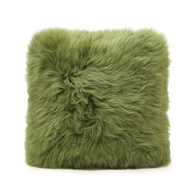 Natural Premium New Zealand Sheepskin Cushion 40 x 40 cm, Apple Green