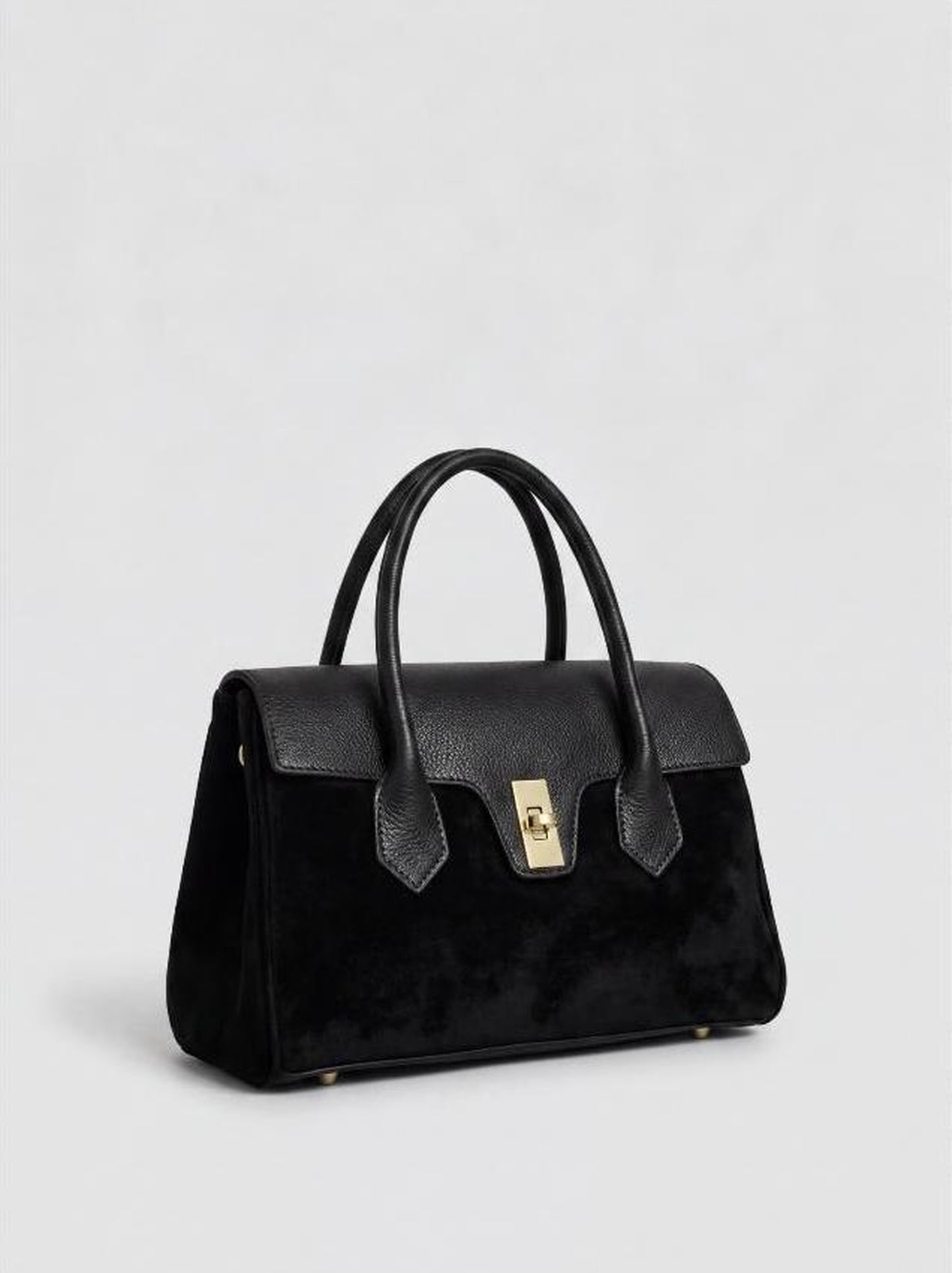 Nina Suede & Leather Satchel Bag by Clemés - Black