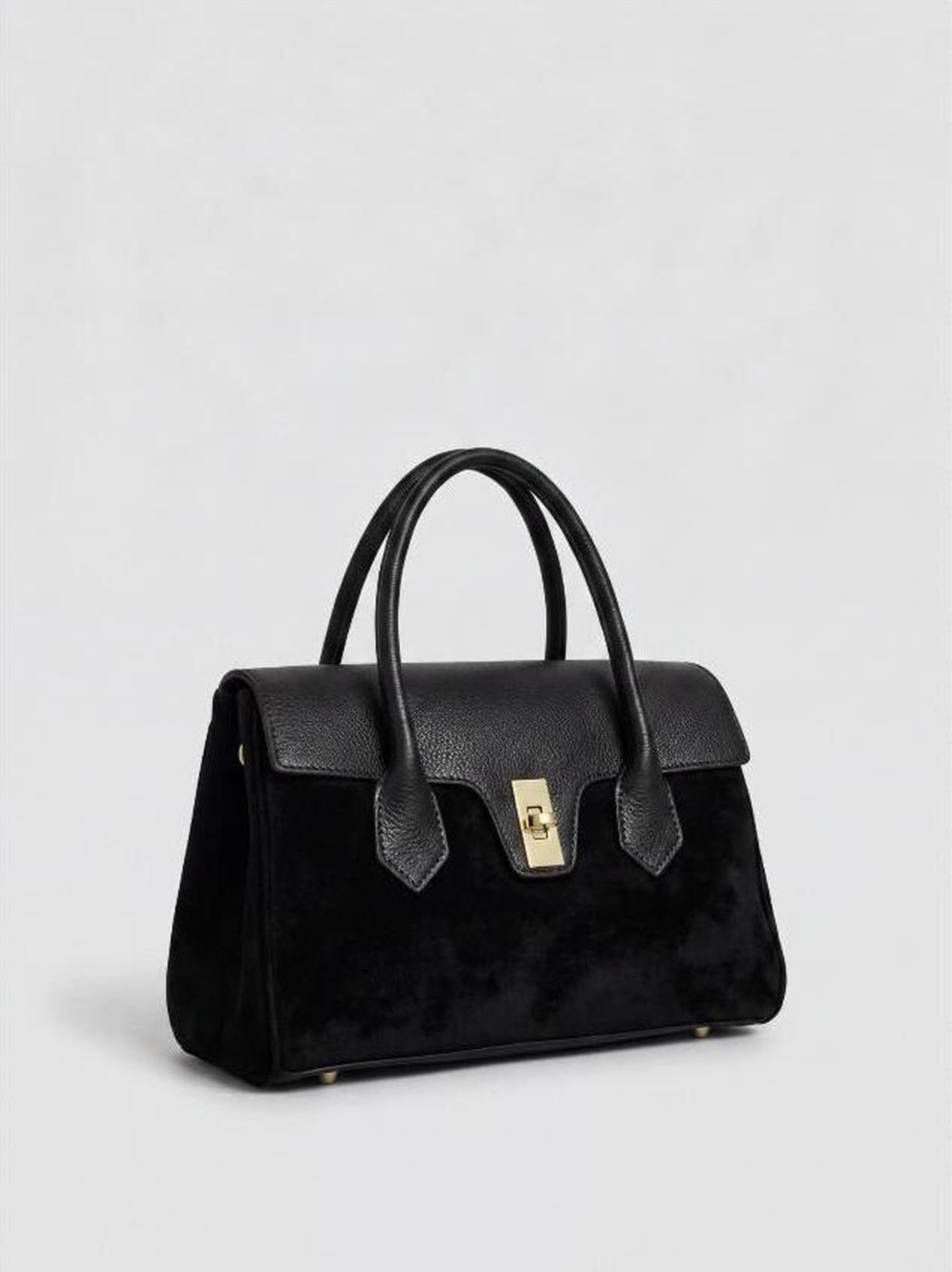 Nina Suede & Leather Satchel Bag by Clemés - Black