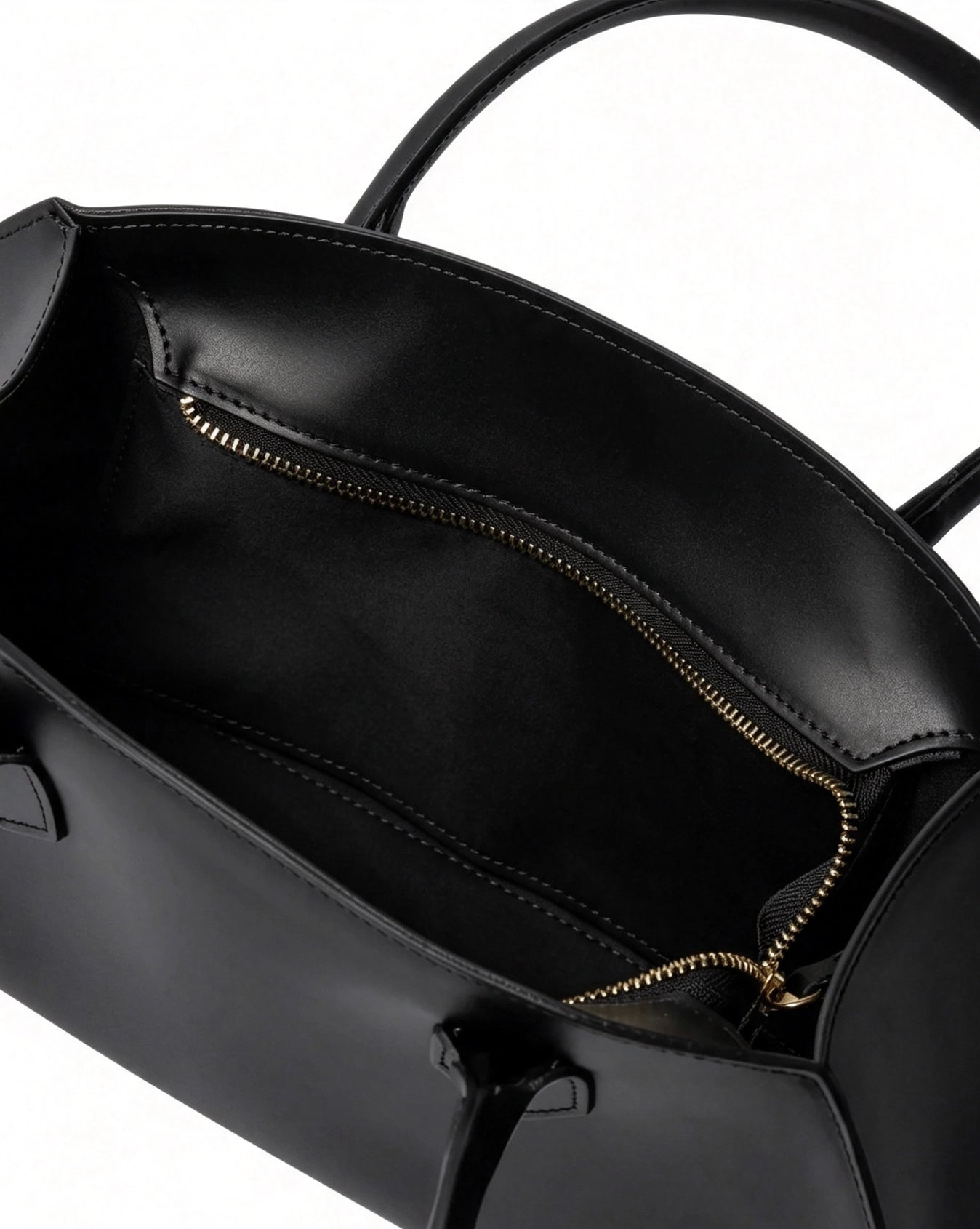 Nora Calfskin Shoulder Bag by Clemés in Black, interior detail