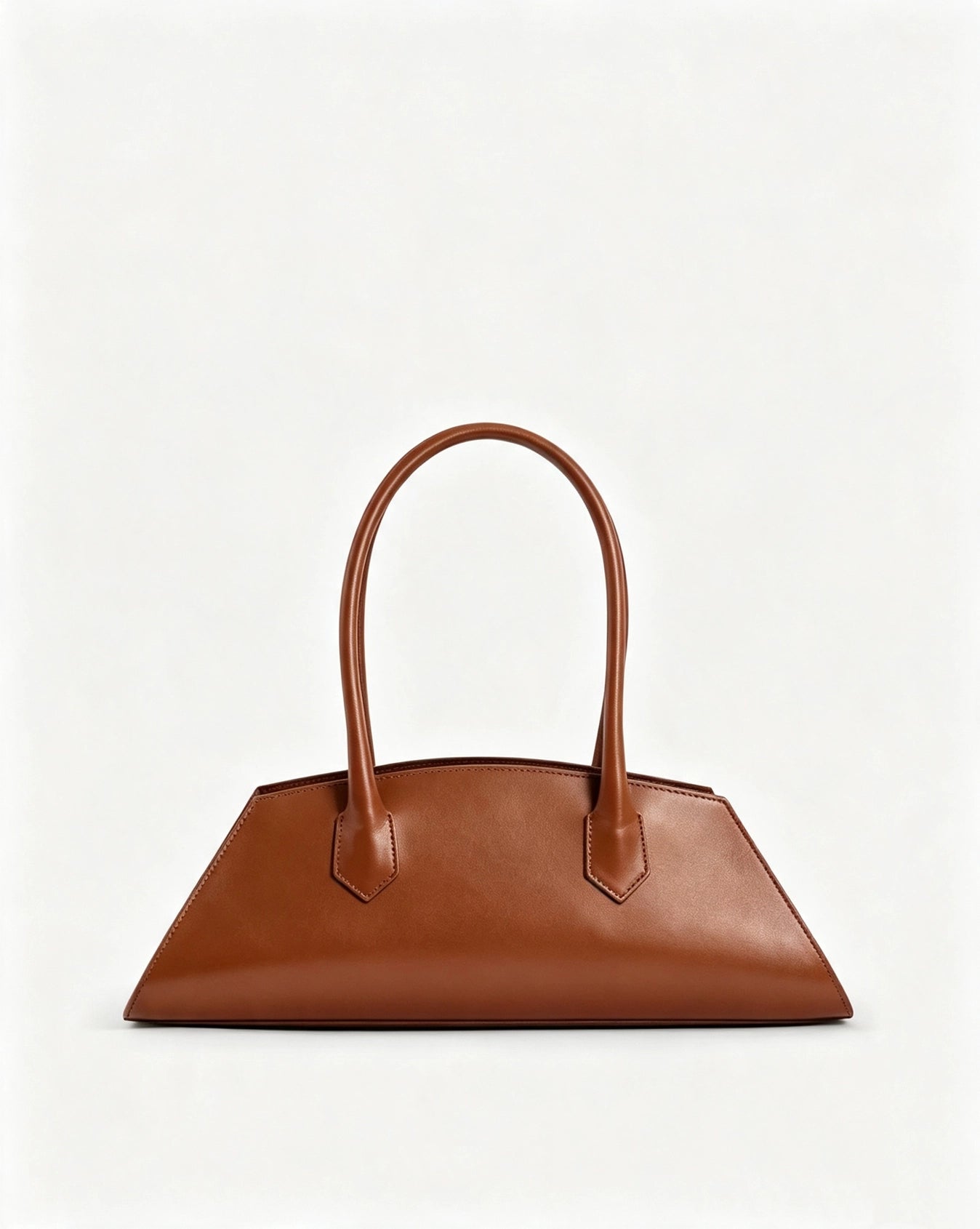 Nora Calfskin Shoulder Bag by Clemés in Cognac, front view