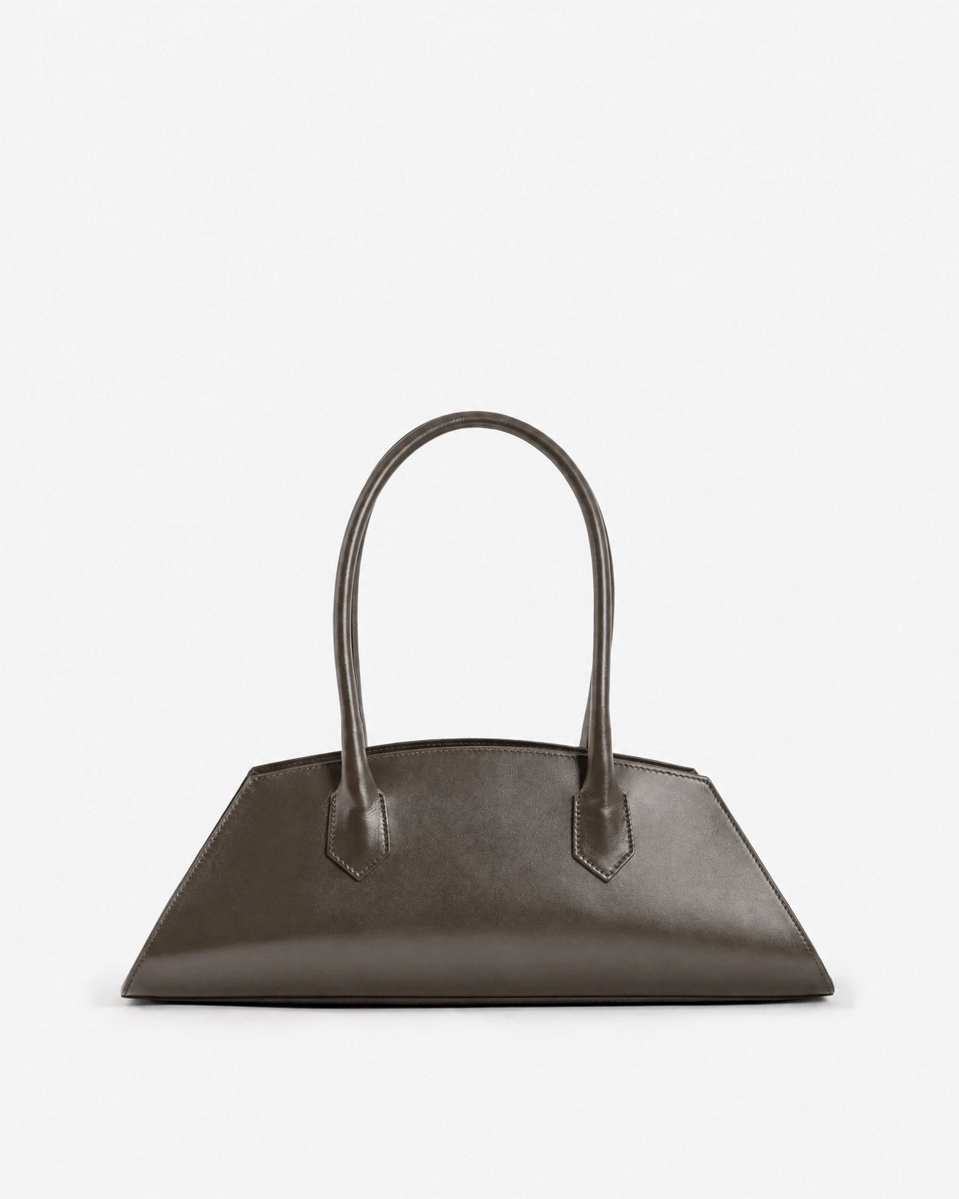 Nora Calfskin Shoulder Bag by Clemés in Taupe, front view