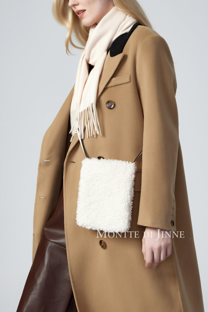 Pia faux shearling crossbody bag in Ivory