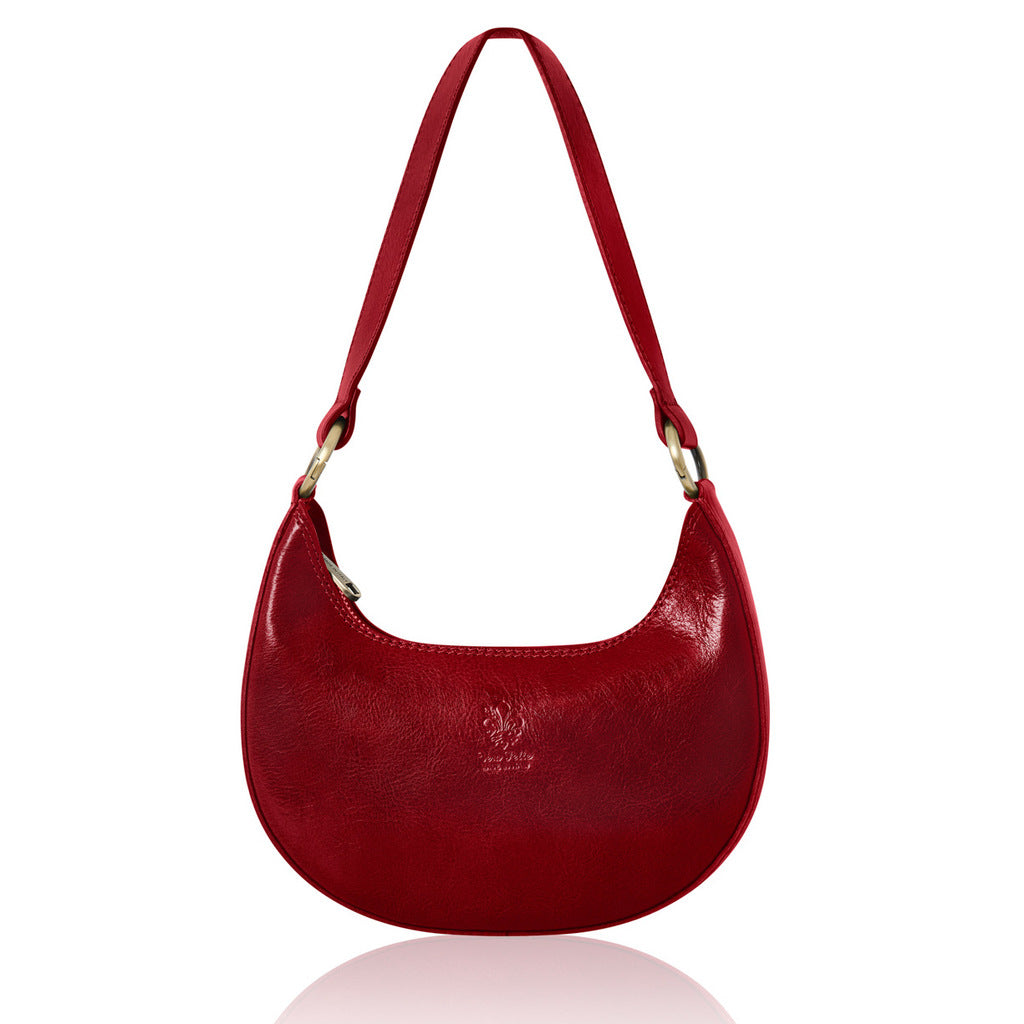 Mezzaluna leather shoulder bag in Dark Red