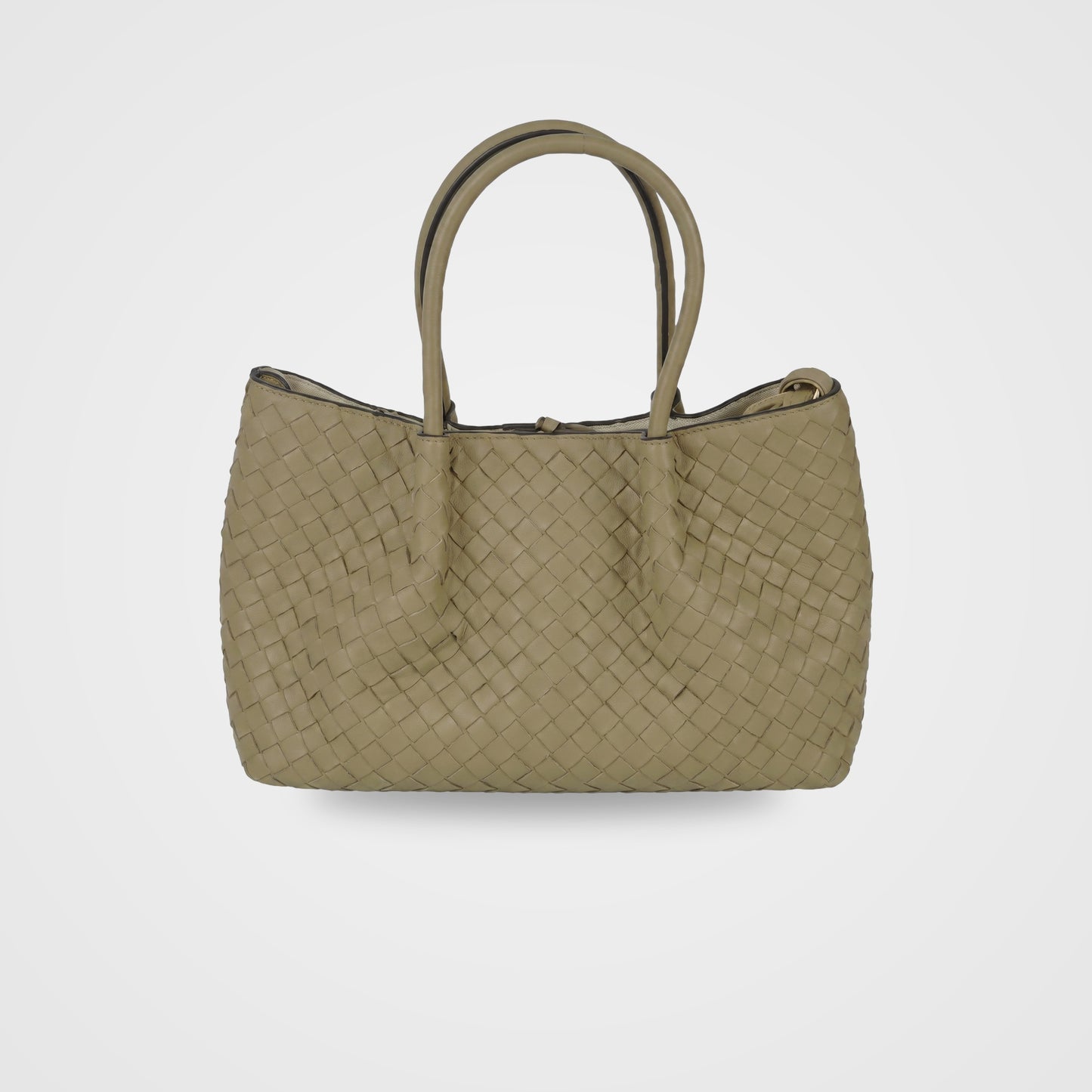 Ornella woven leather bag by Clemés in Taupe