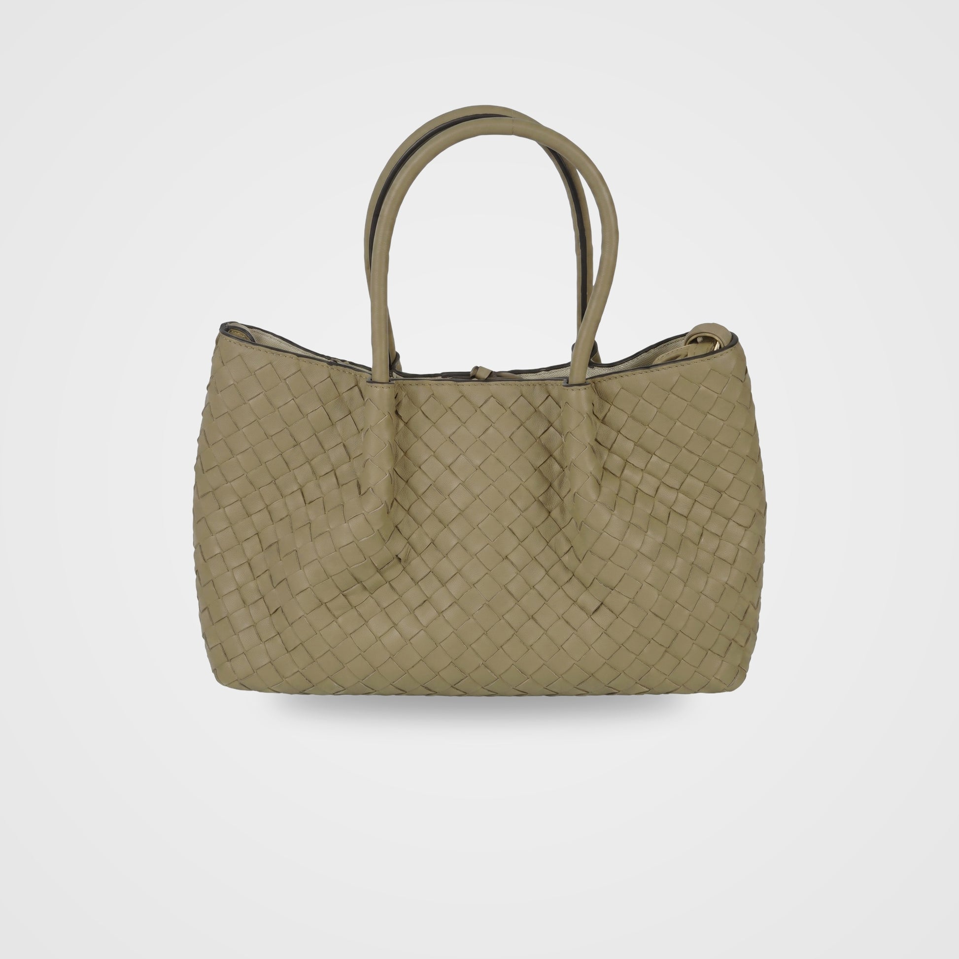 Ornella woven leather bag by Clemés in Taupe