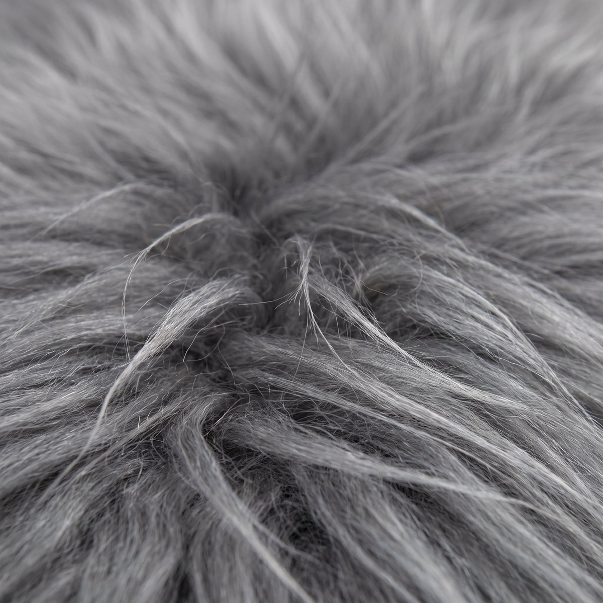 Close-up of Grey long wool sheepskin fibres