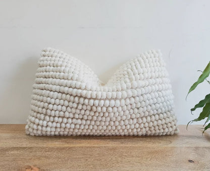 Natural Wool Lumbar Rectangular Cushion 30 x 50 cm