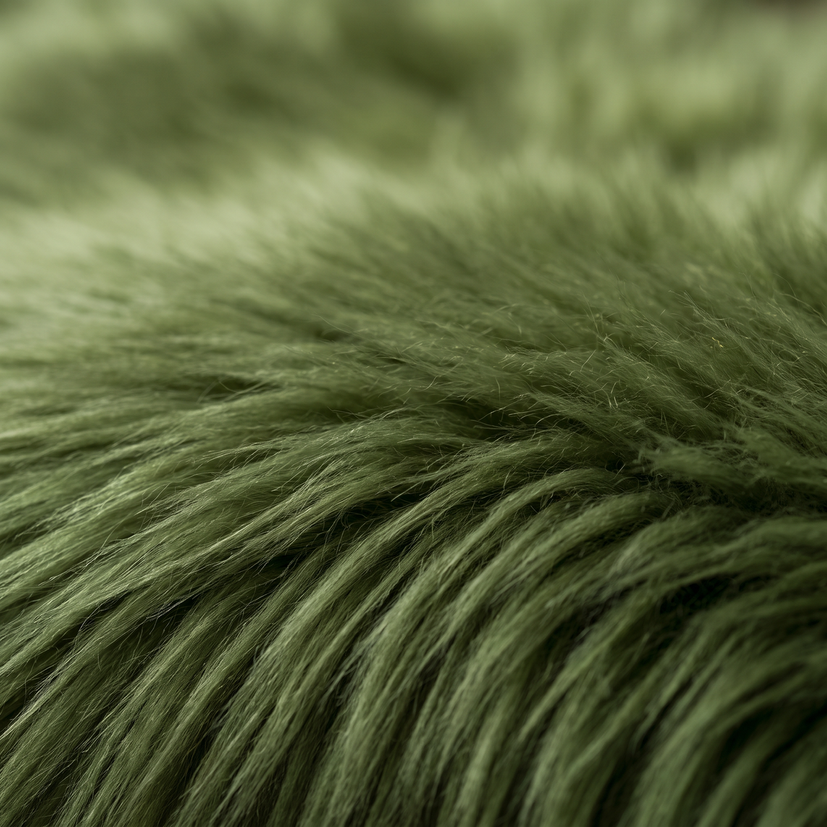 Quad New Zealand Sheepskin Rug & Throw in Apple Green (Meadow), wool macro detail
